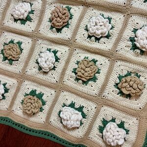 Handmade Crochet Floral Blanket